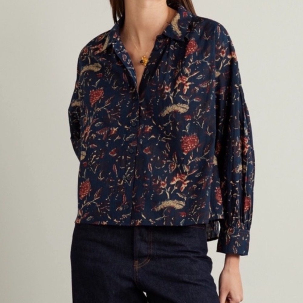 APIECE APART Kira Button‎ Up Blouse Navy Size XXS